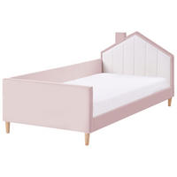 PAT PENTRU COPII Haus catifea 90/200 cm roz Kervan - roz aprins, material textil (90/200cm) - Beliani