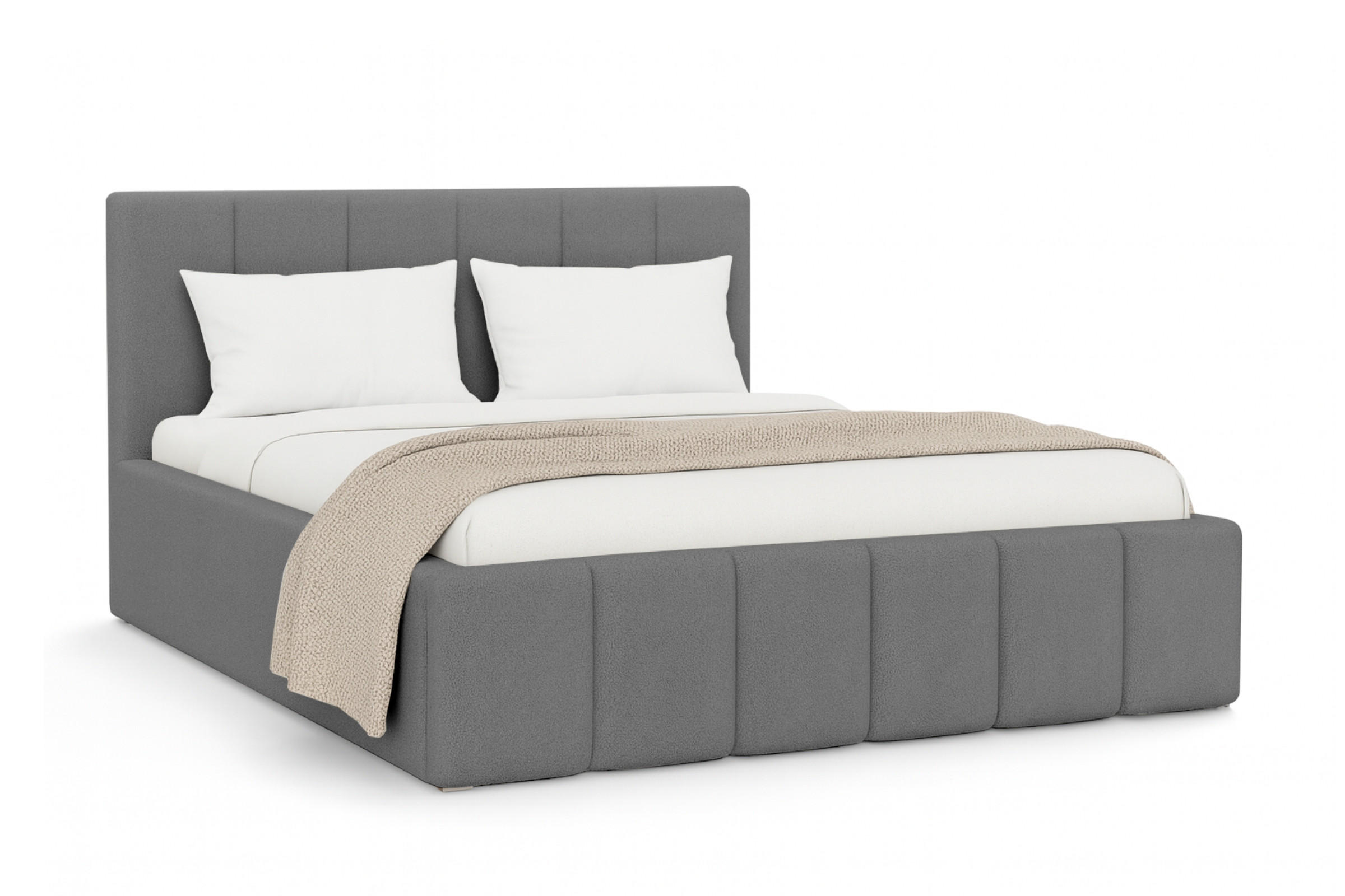 POLSTERBETT MEGAN 180/200 in Boucle Grau - Grau, Holz/Holzwerkstoff (180/200cm) - Deine Möbel 24