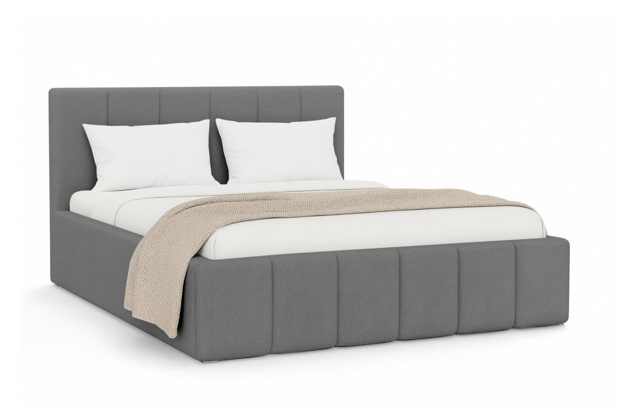 POLSTERBETT MEGAN 180/200 in Boucle Grau - Grau, Holz/Holzwerkstoff (180/200cm) - Deine Möbel 24