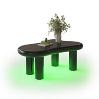 COUCHTISCH Schwarz in Wolkenform mit LED und Schubladen - Schwarz, Metall (98/65/40cm)