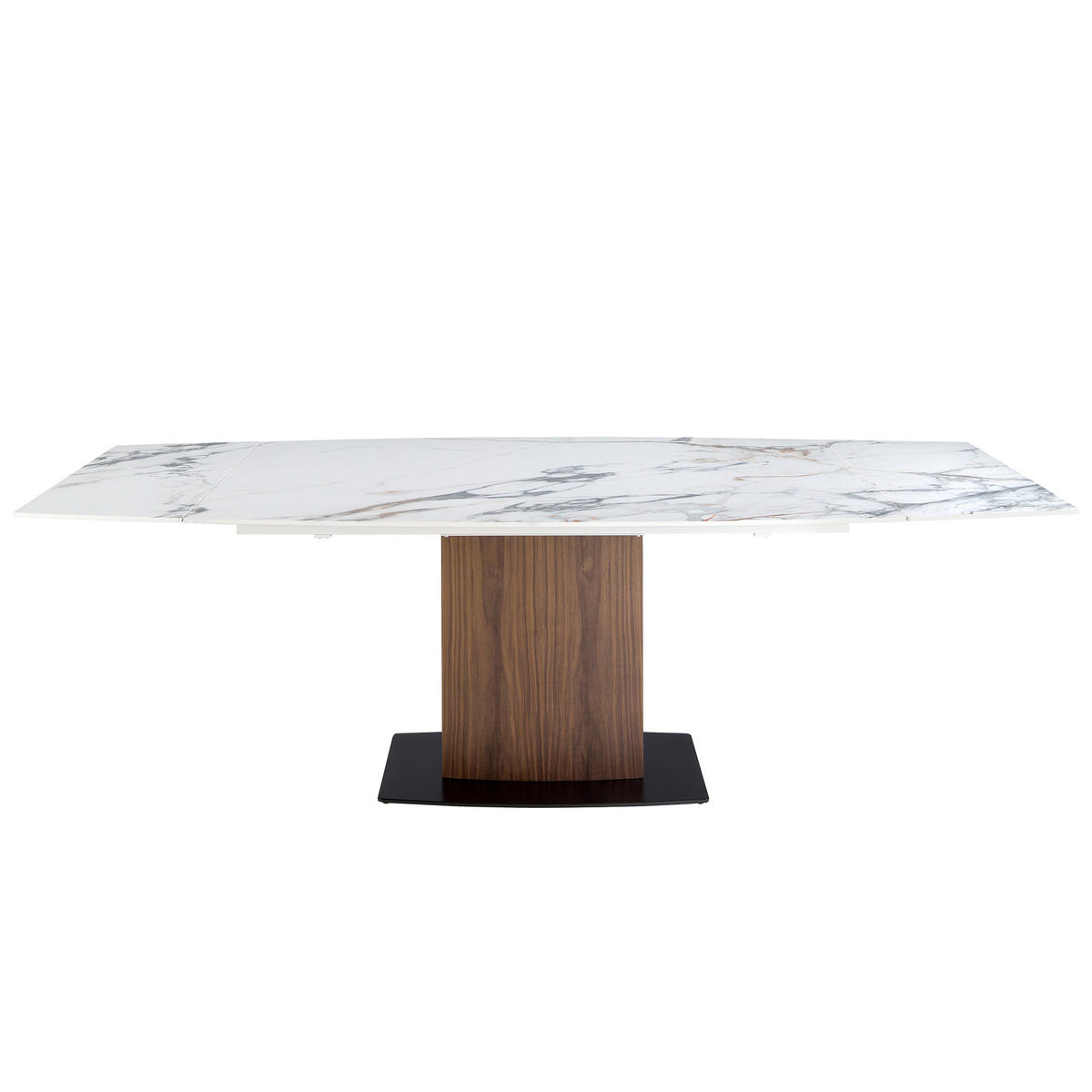 ESSTISCH Ausziehbarer ovales Fass porzellanmarmor aus Walnuss Ø160/100/76 cm - Walnussfarben/Schwarz, Stein (100/160/76cm) - ANGEL CERDA