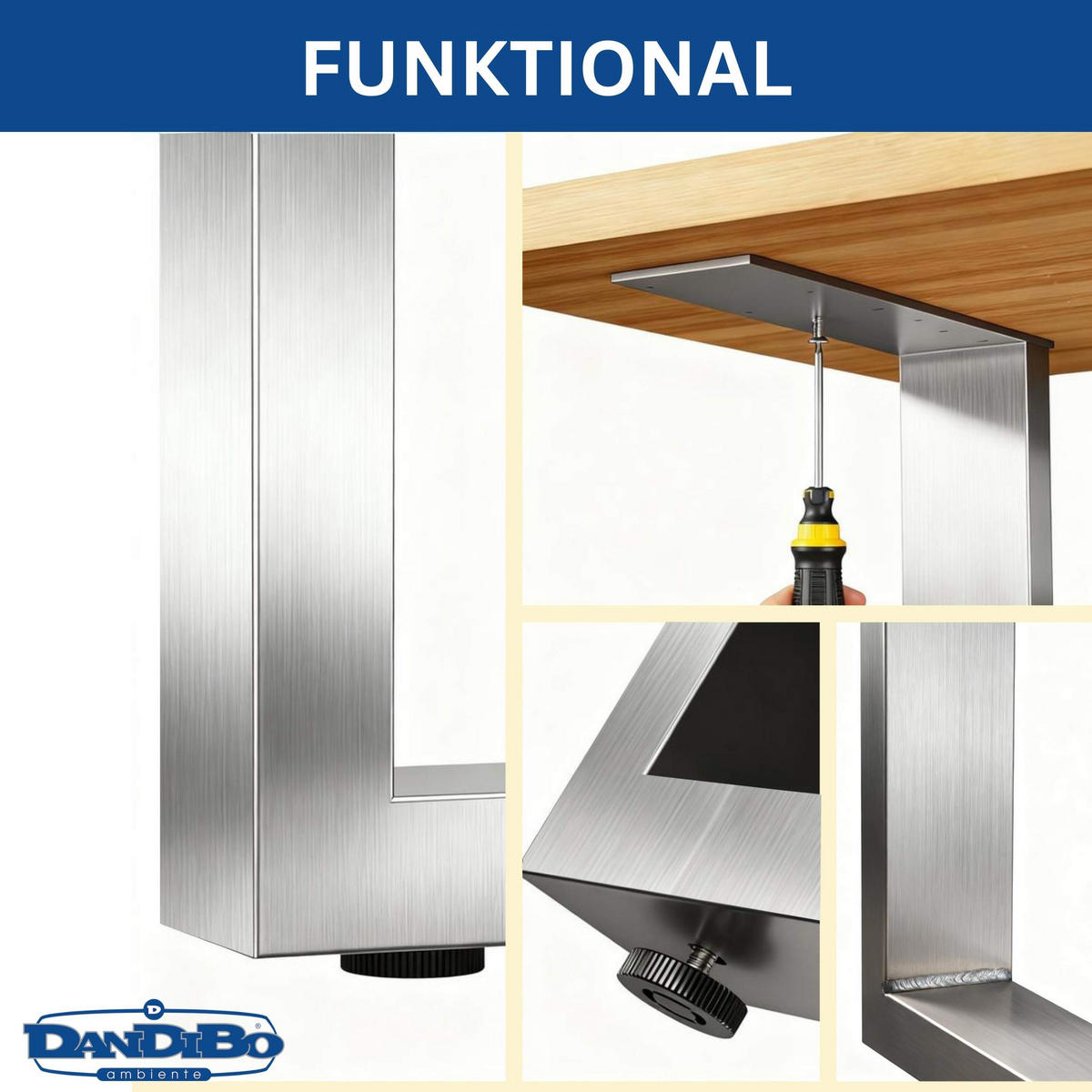 BANKGESTELL Edelstahl 40/43 cm - Edelstahlfarben, Metall (40/43/8cm) - DanDiBo