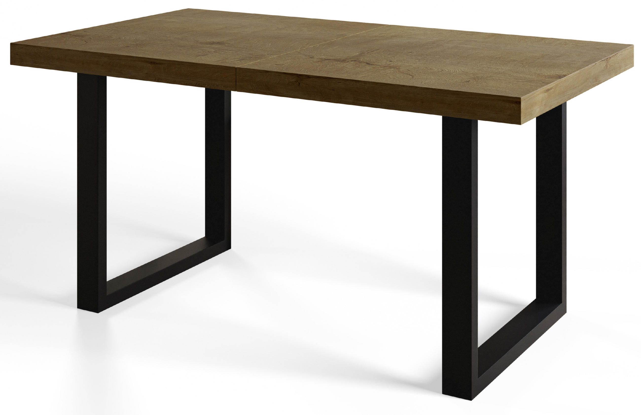 ESSZIMMERTISCH LOFT-U, ausziehbarer Tisch 160-260X90X77 cm, Farbe: LEFKAS, mit Metallbeinen in Farbe Schwarz - Dunkelbraun/Schwarz, Holzwerkstoff (160/90/77cm) - Alpi-Möbel