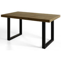 ESSZIMMERTISCH LOFT-U, ausziehbarer Tisch 140-240X80X77 cm, Farbe: LEFKAS, mit Metallbeinen in Farbe Schwarz - Dunkelbraun/Schwarz, Holzwerkstoff (140/80/77cm) - Alpi-Möbel