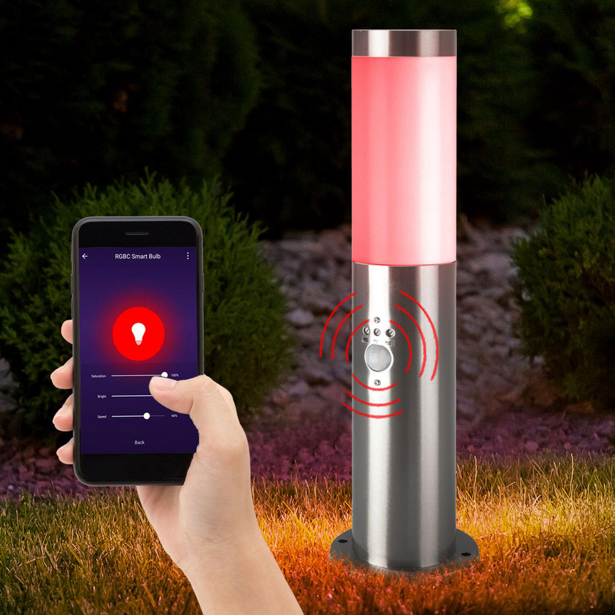 LED AUSSENLEUCHTE BOSTON Anthrazit Edelstahl - Anthrazit, Kunststoff (7.6/7.6/45cm) - Globo Lighting