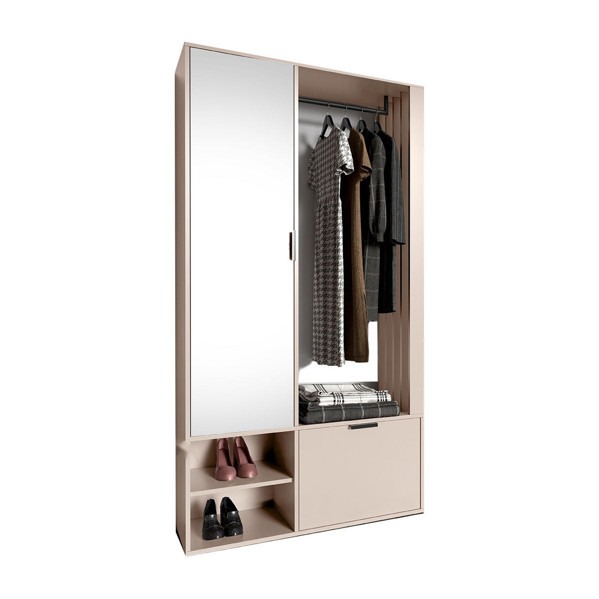 GARDEROBE Milo Uni 100 x 189,4 x 33 cm Kaschmir - Kaschmir, Holzwerkstoff/Metall (100/189.4/33cm) - Koseto
