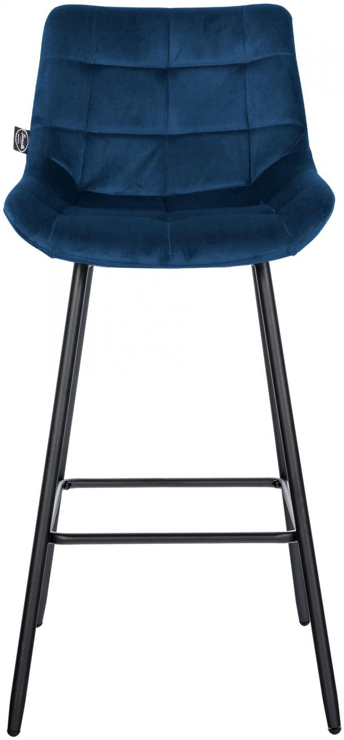 BARHOCKER Samt blau - Blau/Schwarz, Textil/Metall (49/104/56cm) - CLP
