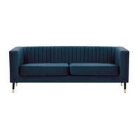 DREISITZER SOFA Slender-Velluto 11 - Dunkelblau, Holz/Textil (201/71/83cm) - SLF24