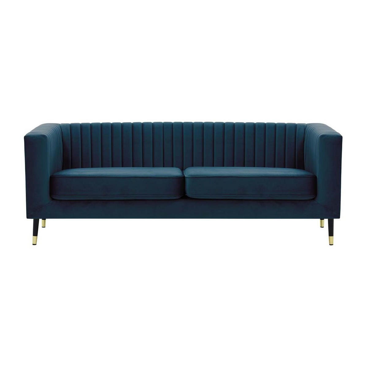 DREISITZER SOFA Slender-Velluto 11 - Dunkelblau, Holz/Textil (201/71/83cm) - SLF24