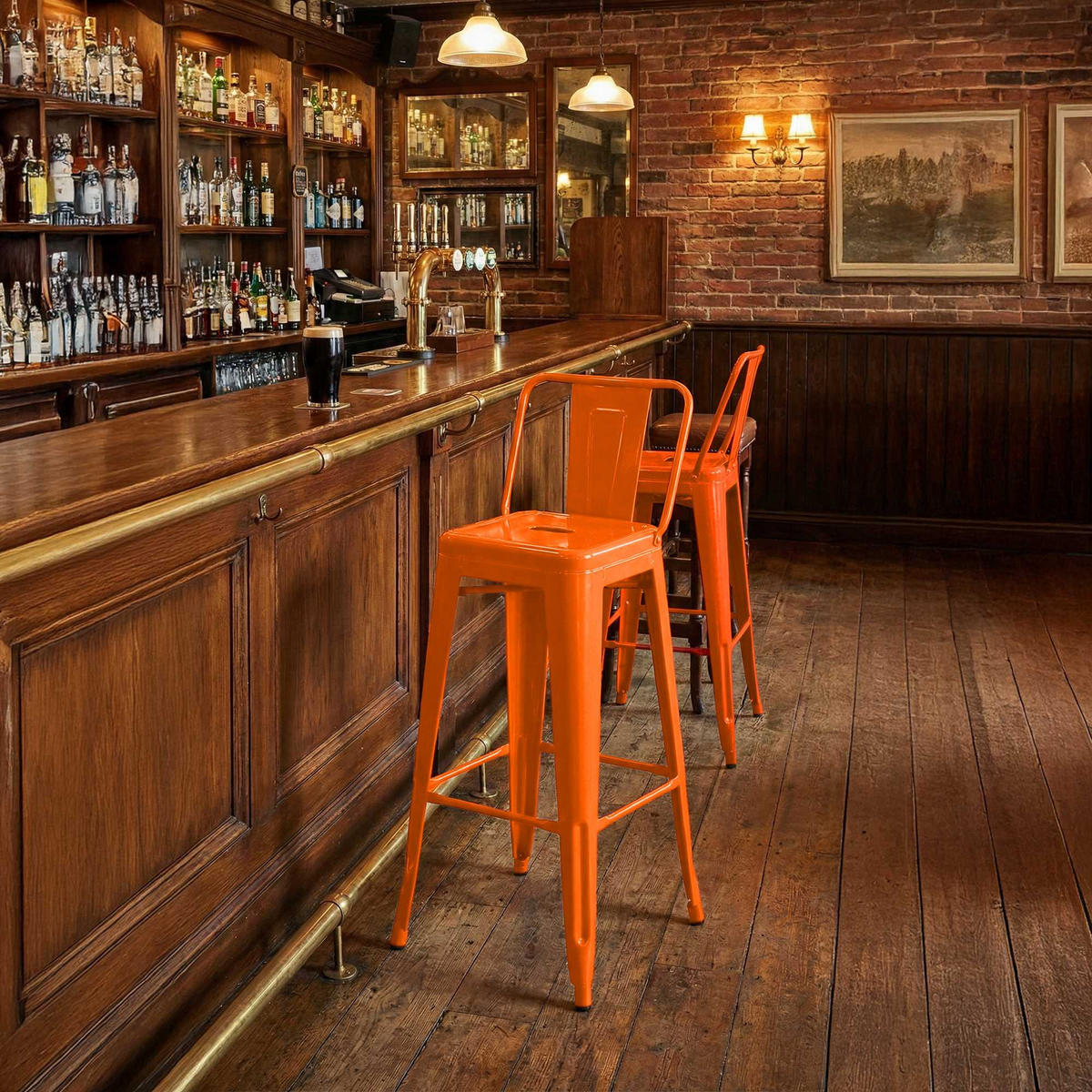 BARHOCKER 4er Set Metall Orange - Orange, Metall (44/96/43cm) - CLP