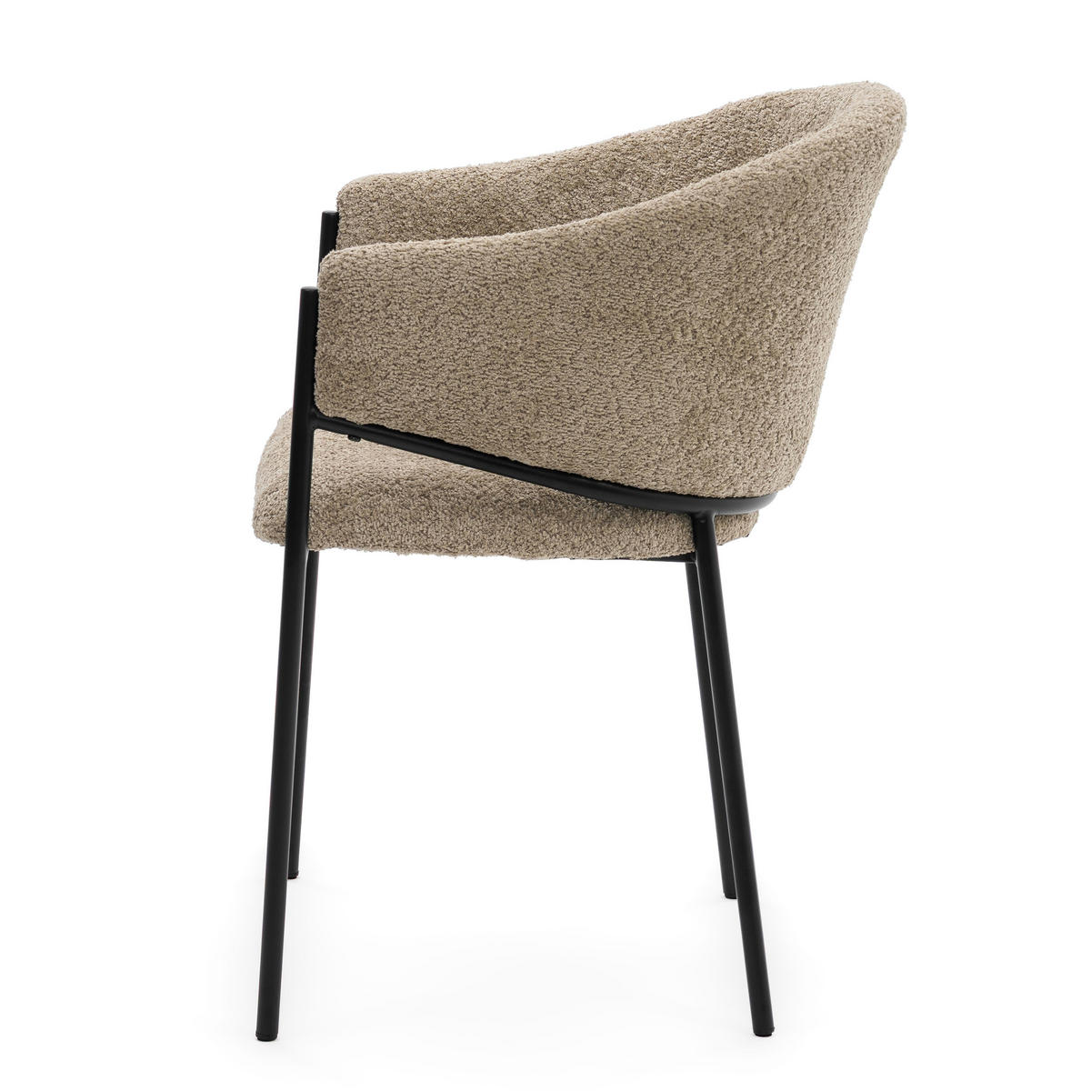 STUHL BUENO gespolsterter - beige - Glamour Boucle Chenille - Ecru/Beige, Textil/Metall (55/83/56cm) - NEW HOME