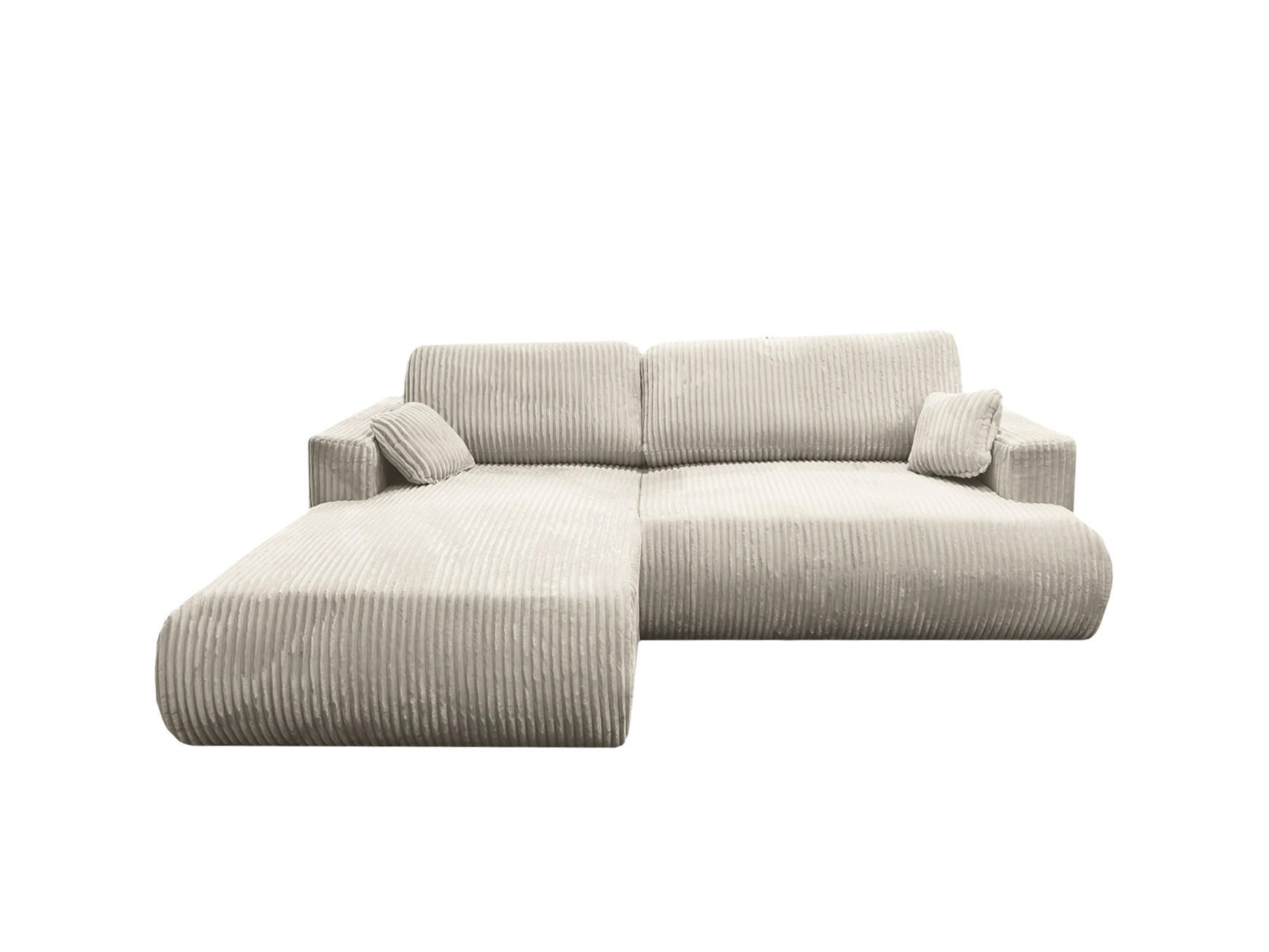 ECKSOFA Luna L links Ecru aus Cord - Ecru, Textil (271/195cm) - KS Home Concept