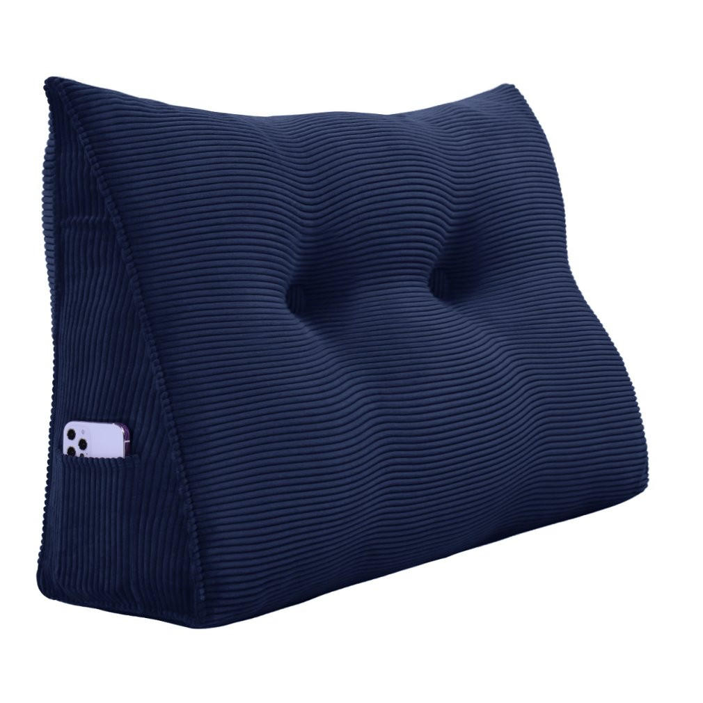 KEILKISSEN für Bett Kord Dunkelblau 80 cm - Dunkelblau, Textil (50/80cm) - Vercart