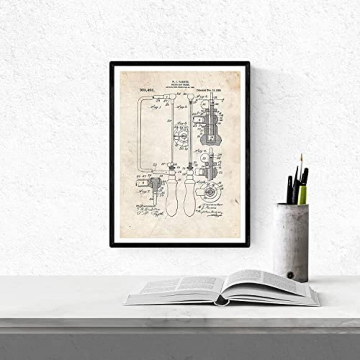 POSTER Set mit 4 Jahrgang Werkzeug Patenten A4 Rahmenlos - Klar, Papier (29.7/3cm) - Nacnic