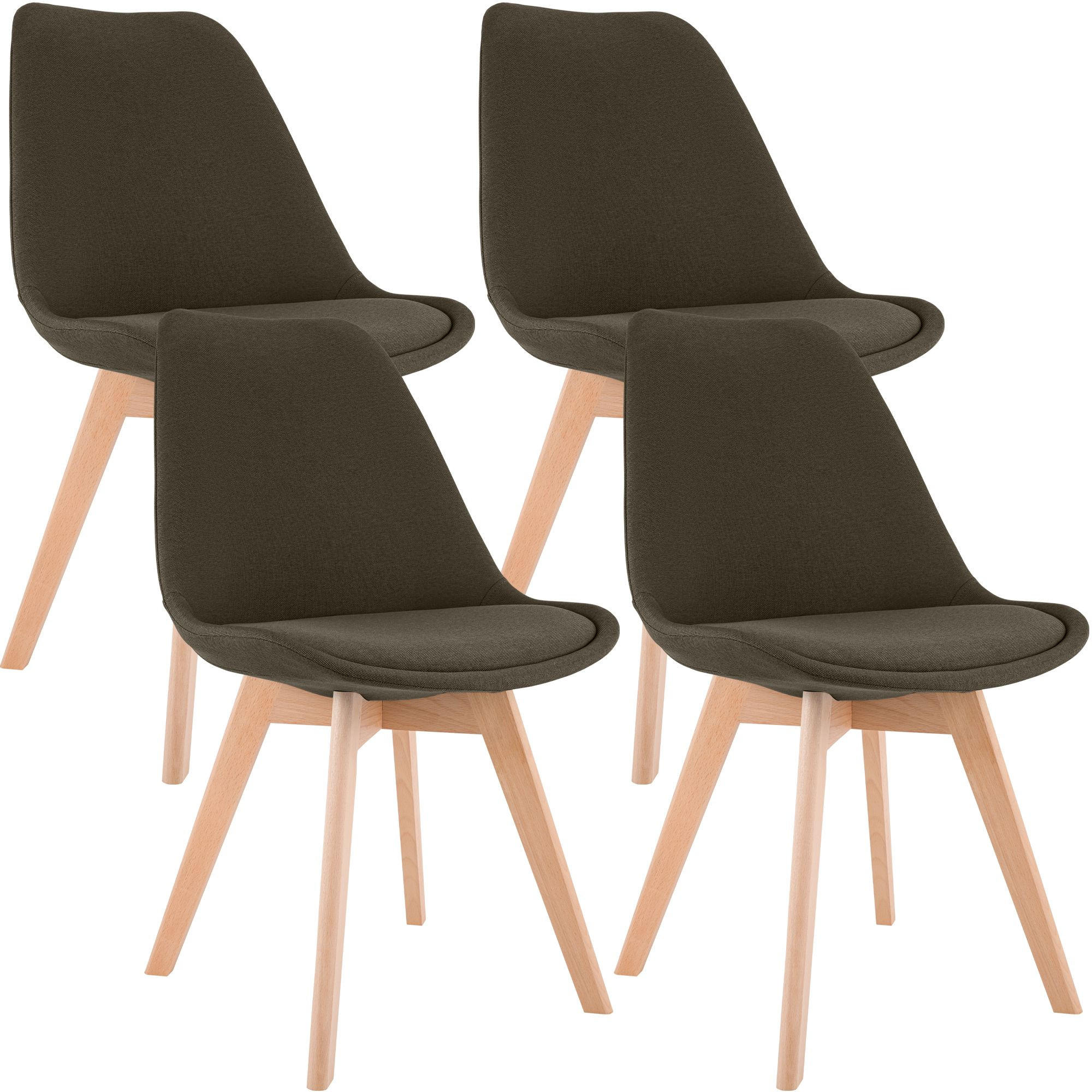 STUHL 4 Stoff Braun - Eukalyptusholzfarben/Braun, Holz/Textil (49/83/50cm) - CLP