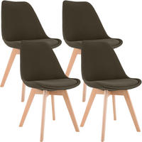 STUHL 4 Stoff Braun - Eukalyptusholzfarben/Braun, Holz/Textil (49/83/50cm) - CLP