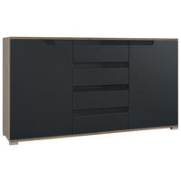SIDEBOARD Sylt Schwarz matt / Schwarz Hochglanz - Schwarz, Holzwerkstoff (138.5/75.5/35cm) - Vladon