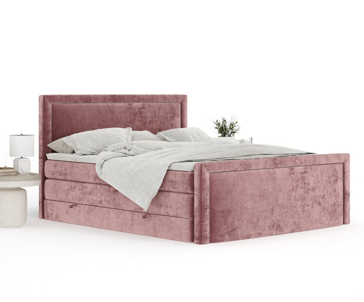 BOXSPRINGBETT Lavenda Rosa 160/200 cm - Schwarz/Rosa, Holz/Holzwerkstoff (160/200cm) - Maison de Reve