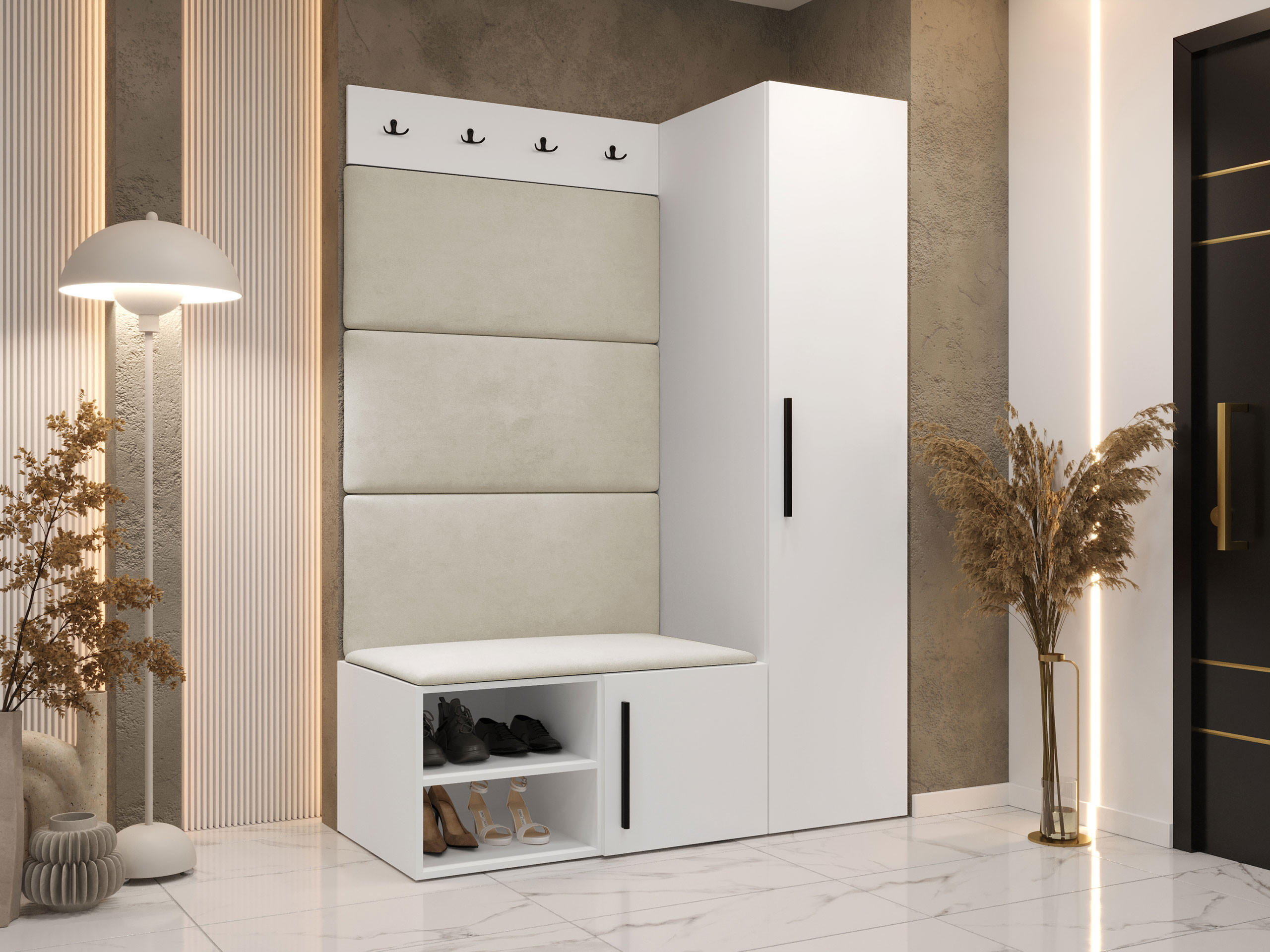 GARDEROBEN-SET Medi II - Beige/Schwarz, Holzwerkstoff/Kunststoff (40/191/50cm) - MIRJAN24