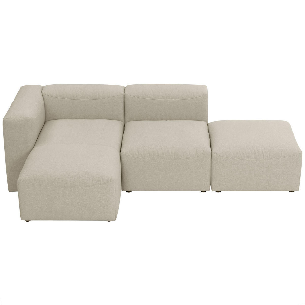 ECKSOFA mit Hocker rechts Kattrina Flachgewebe creme - Creme, Kunststoff (160/250cm) - 58aufmkessel