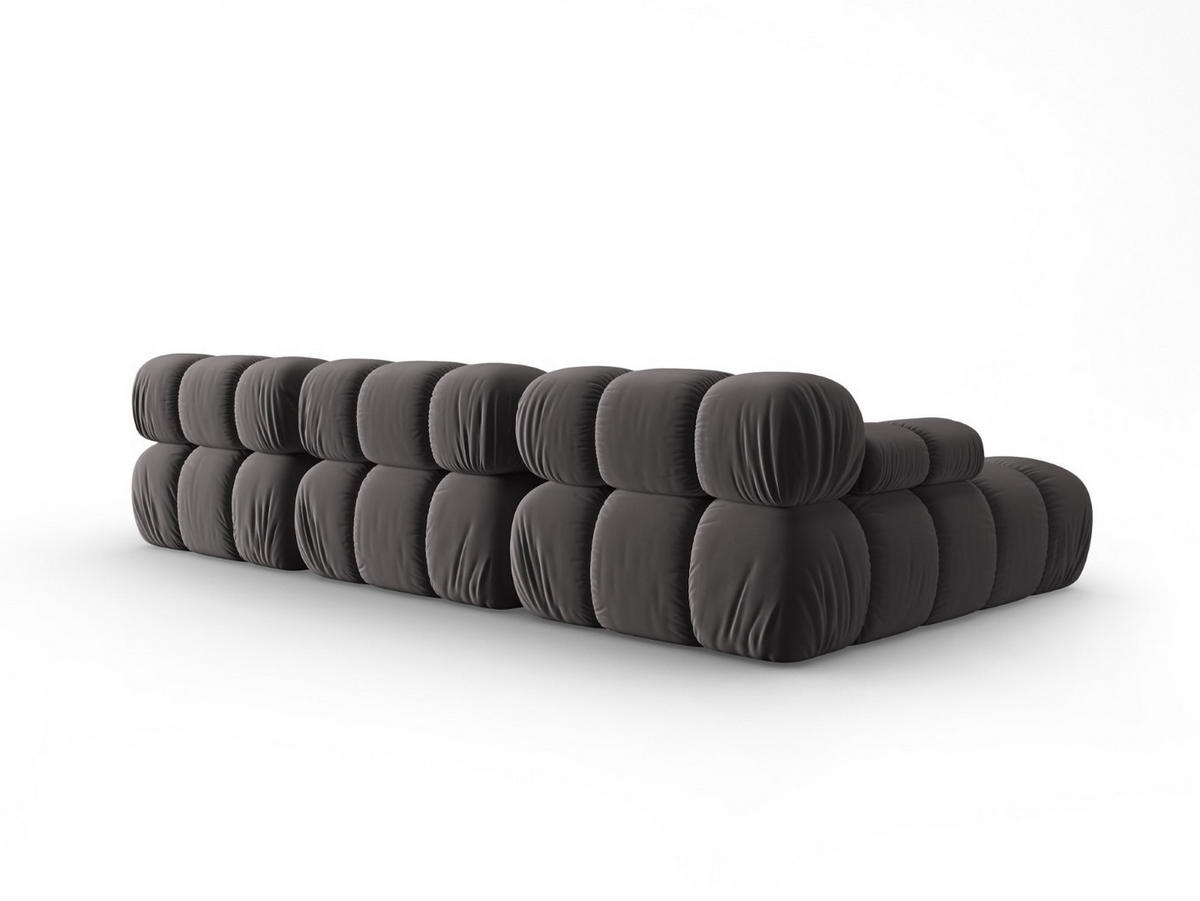 MODULARES-ECKSOFA links Bellis aus Samt dunkelgrau 4 Sitzplätze - Dunkelgrau, Textil (122/285cm) - Micadoni