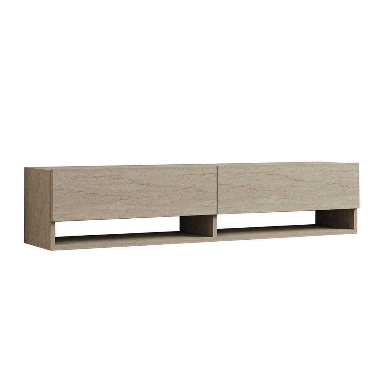 TV-MÖBEL Sarty grün 180 cm im zeitgenössischen Stil wandhängend mit Schrank - Beige, Holzwerkstoff (180/30/32cm) - Concept Usine