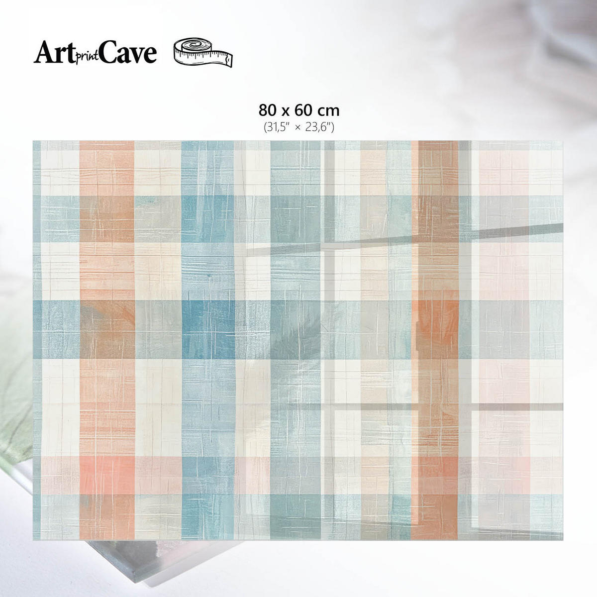 GLASPLATTE 80x60 cm – Pastellfarbenes Patchwork - Braun, Glas (0.4/80/60cm) - ArtPrintCave