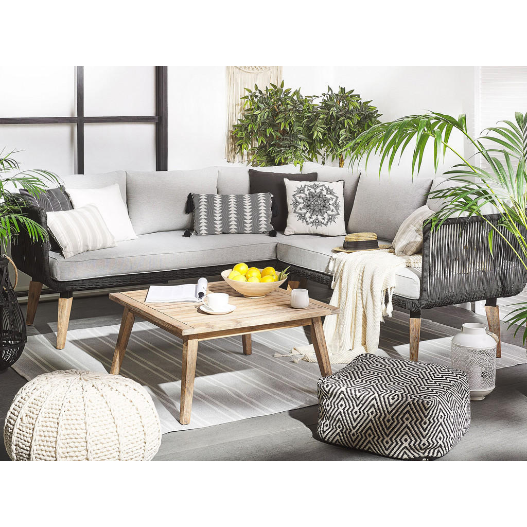 Thumbnail - Beliani Lounge-Set, Schwarz, Holz, L-Form, Loungemöbel, Loungemöbel-Sets