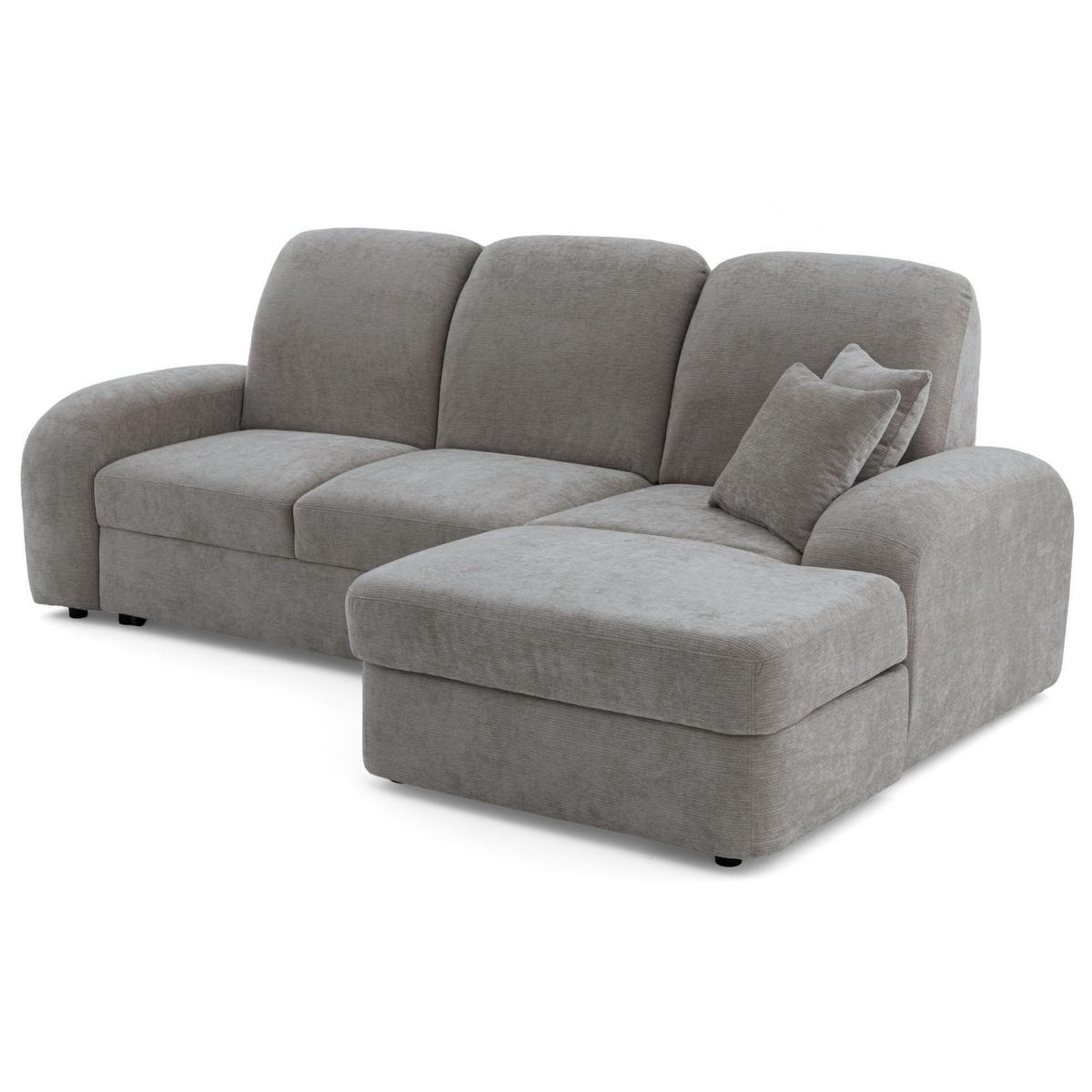 ECKSOFA VIBE S Rechts mit Schlaffunktion 130x202 Chenille Grau - Schwarz/Grau, Holz/Kunststoff (156/255cm) - Muffo
