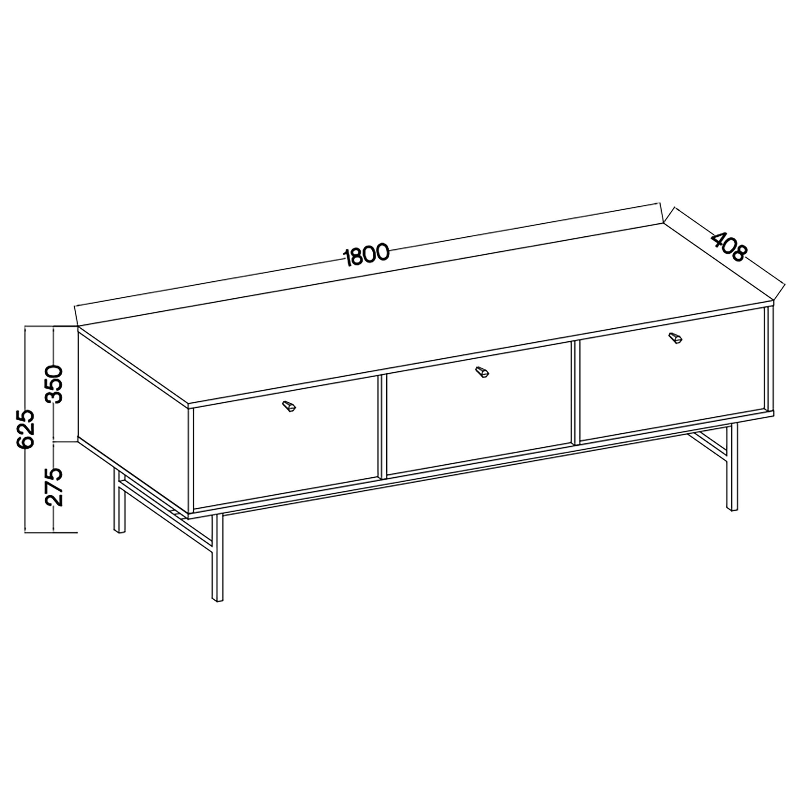 Thumbnail - Masseno Lowboard, Graphit, Holzwerkstoff, 180x62.5x40.8 cm, Wohnzimmer, Wohnwände, Lowboards, Lowboards stehend