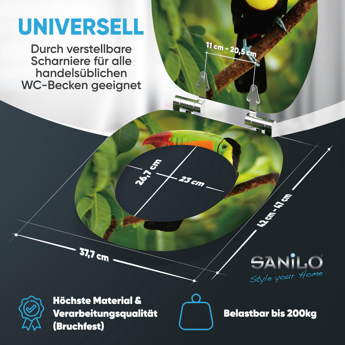 WC-SITZ mit Absenkautomatik Toucan - Grün, Holzwerkstoff (38/6/47cm) - Sanilo