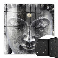 SCHLÜSSELBOX Schwarz 30x30 cm- Türöffnung nach rechts - Zen-Porträt - Grau, Metall (30/30/5cm) - TULUP