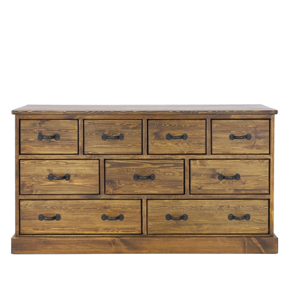 KOMMODE aus Massivholz Rustyk 3/9 - Dunkelbraun/Schwarz, Holz (152/80/45cm) - Seart
