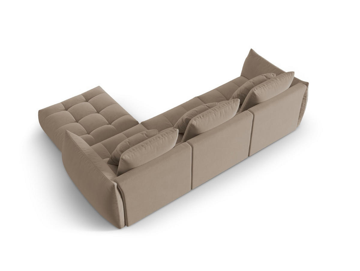 ECKSOFA modular links Bloom aus Samt hellbraun 2 Sitzplätze - Hellbraun, Textil (216/332cm) - Micadoni
