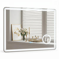 BADEZIMMERSPIEGEL mit Beleuchtung silber - Silberfarben, Glas (80/60/4cm) - COSTWAY