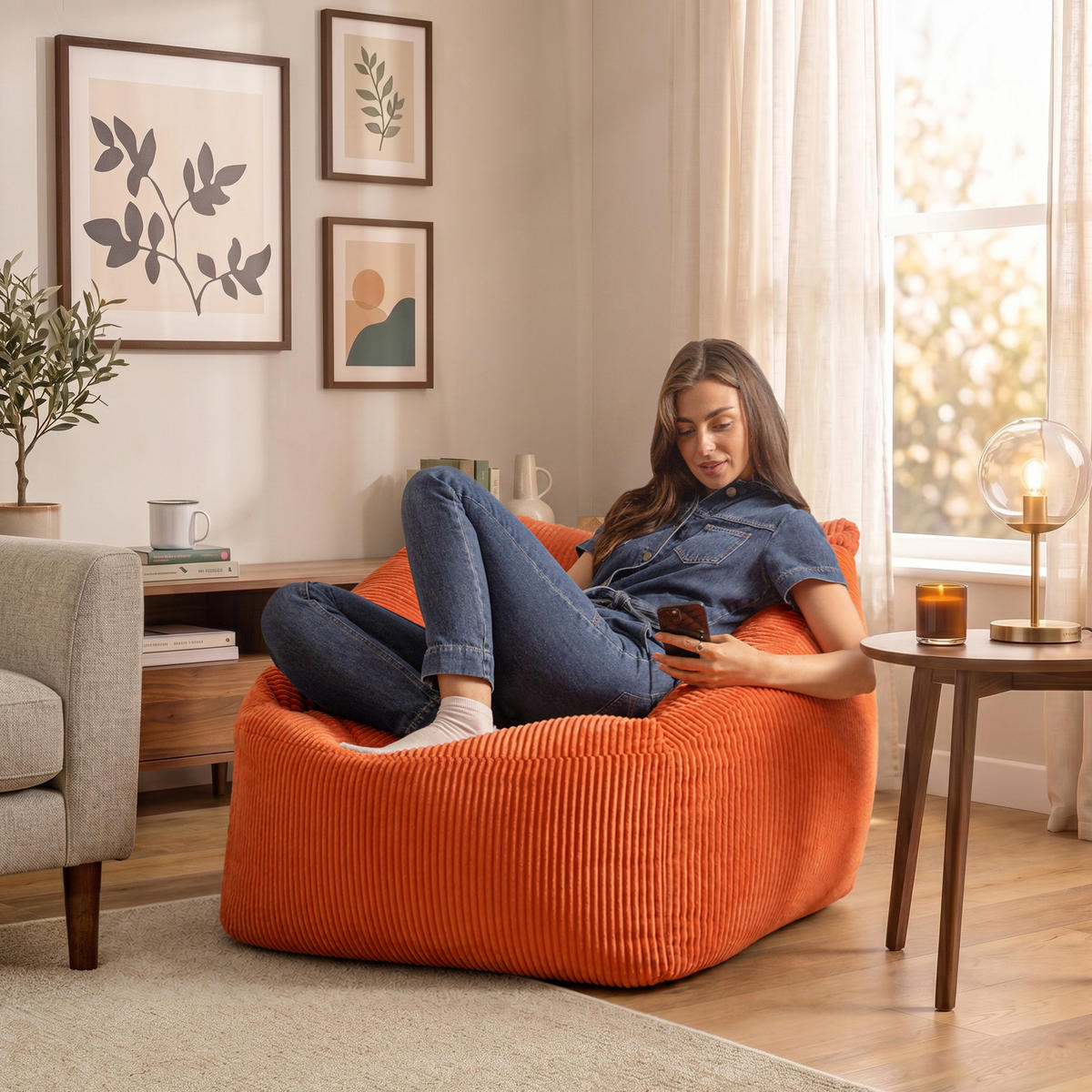 SITZSACK Cord Sessel Natalia - Terracotta, Textil (97/73/84cm) - icon