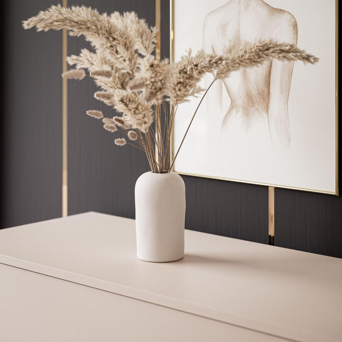 KOMMODE LINA KASCHMIR II 1D4S mit LED-Beleuchtung Push-Open-System - Kaschmir/Beige, Holzwerkstoff (138/84/40cm) - Lookway