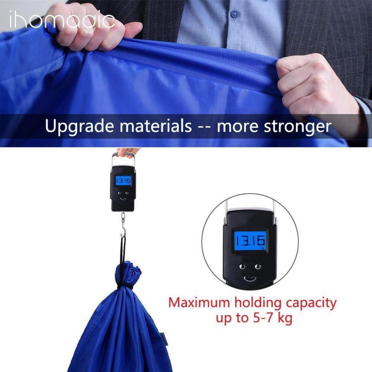 WÄSCHESACK 125 L Dunkelblau Faltbar - Blau, Textil (66/92/66cm)