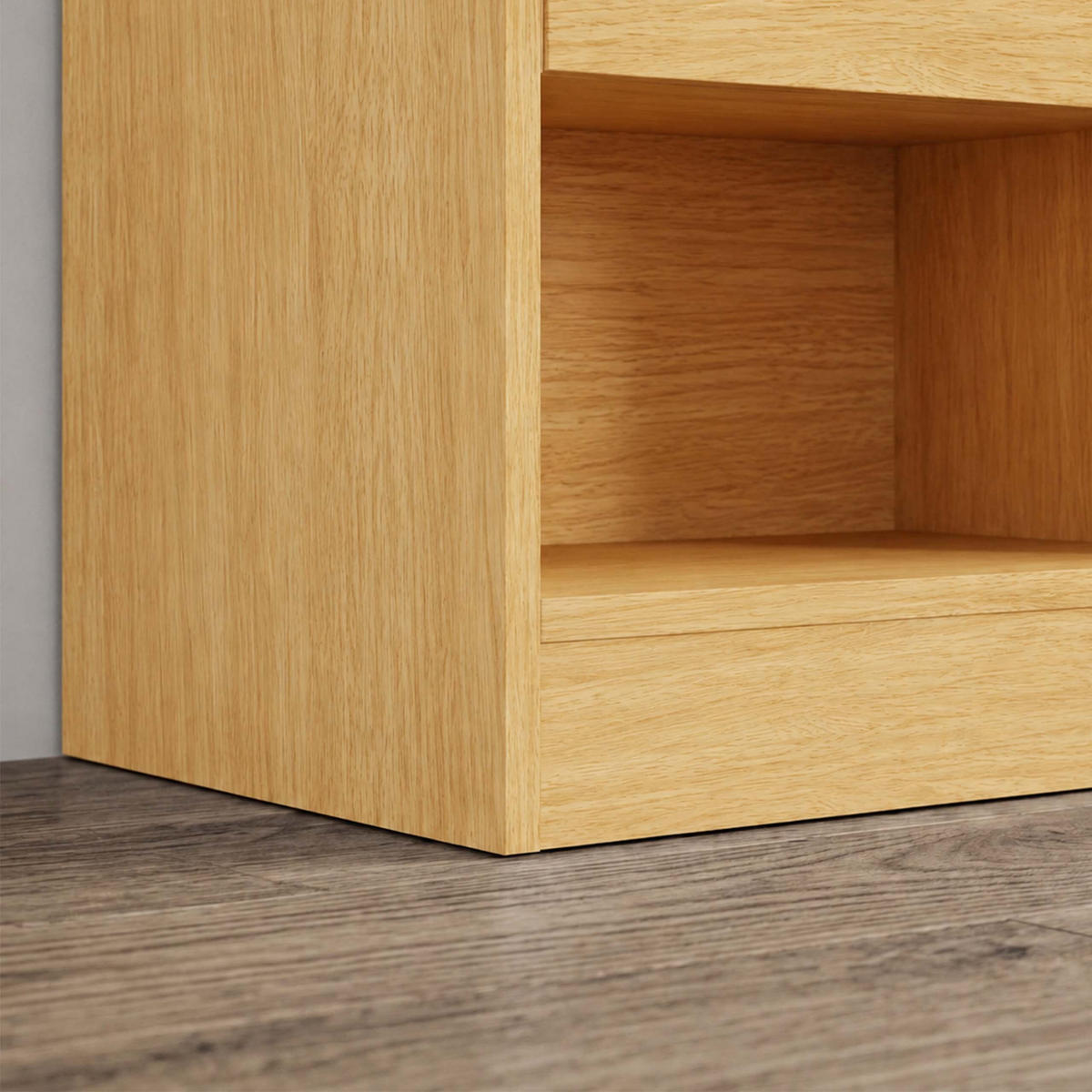 NACHTTISCH Holzoptik mit Schublade - Hellbraun, Holzwerkstoff (39/41/28cm) - Relaxdays