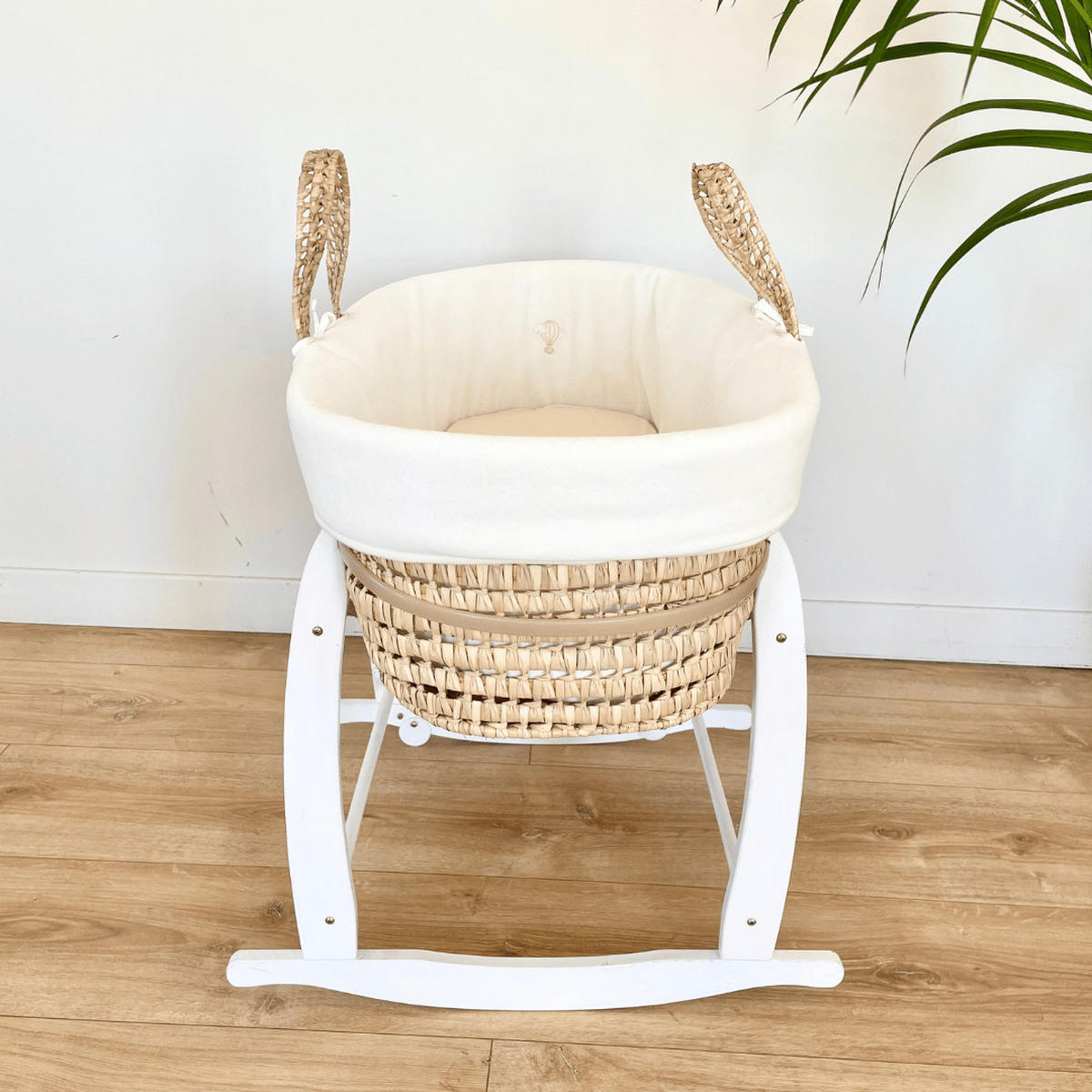 BABYTRAGEKORB mit weißem Gestell natur - Ecru, Naturmaterialien (29/78cm) - Premiers Moments