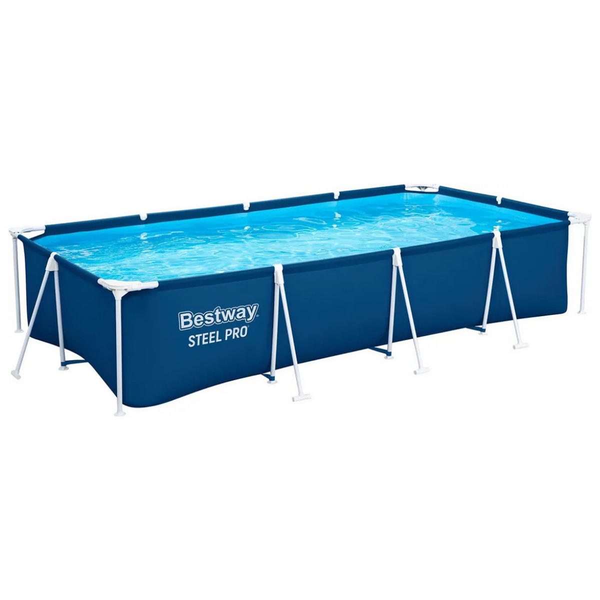 POOL Steel Pro Frame Pool Dunkelblau 400 × 211 × 81 cm Rechteckig Aufstellpool Gartenpool - Blau, Kunststoff (211/81/400cm) - Bestway
