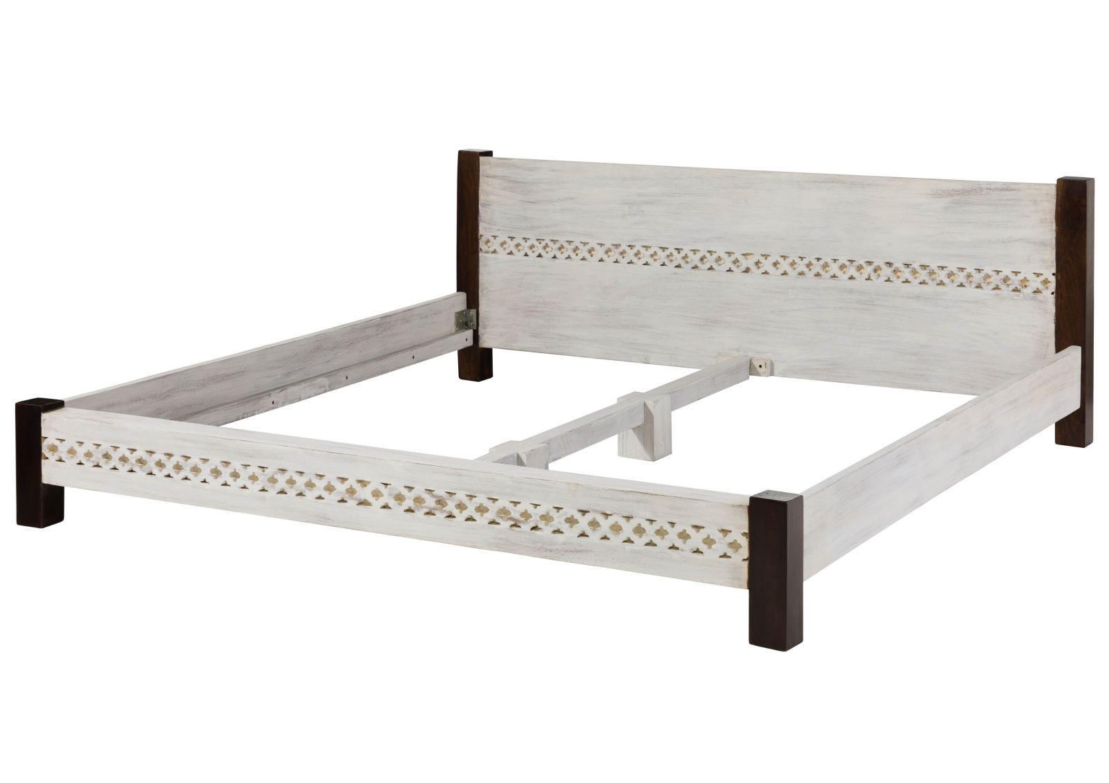 BETT Massivholz Mango / Akazie 180 x 200 x 75 weiß CASTLE-ANTIK #401 - Weiß, Holz (180/200cm) - Massivmoebel24