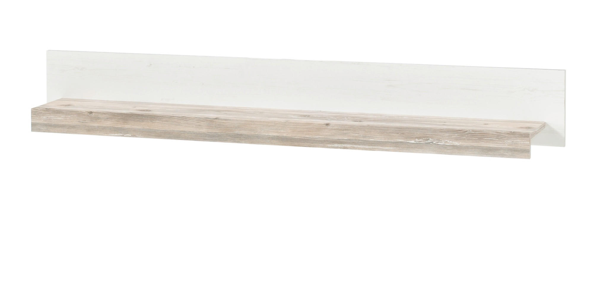 WANDBOARD Pinie weiß, Oslo Pinie Landhaus, Wandregal, 150 x 20 cm - Weiß/Pinienfarben, Holzwerkstoff (150/20/20cm) - Furn.Design