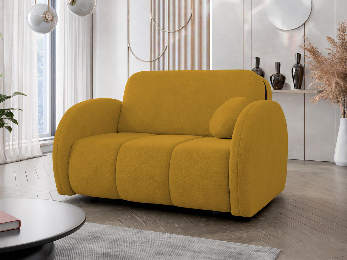 SCHLAFSOFA Viva Comfy II - Gelb/Schwarz, Holz/Textil (132/85/103cm) - MIRJAN24