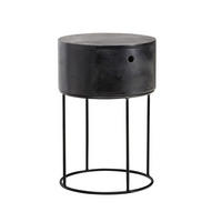 NACHTKONSOLE Massivholz mit Schublade rund Modern Schwarz - Schwarz, Holz/Metall (40/60/40cm) - KADIMA DESIGN
