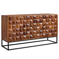 SIDEBOARD – Massivholz, 145x81x45 cm, Industrial-Stil, Metallgestell - Schwarz/Braun, Holz/Metall (145/81/45cm) - KADIMA DESIGN