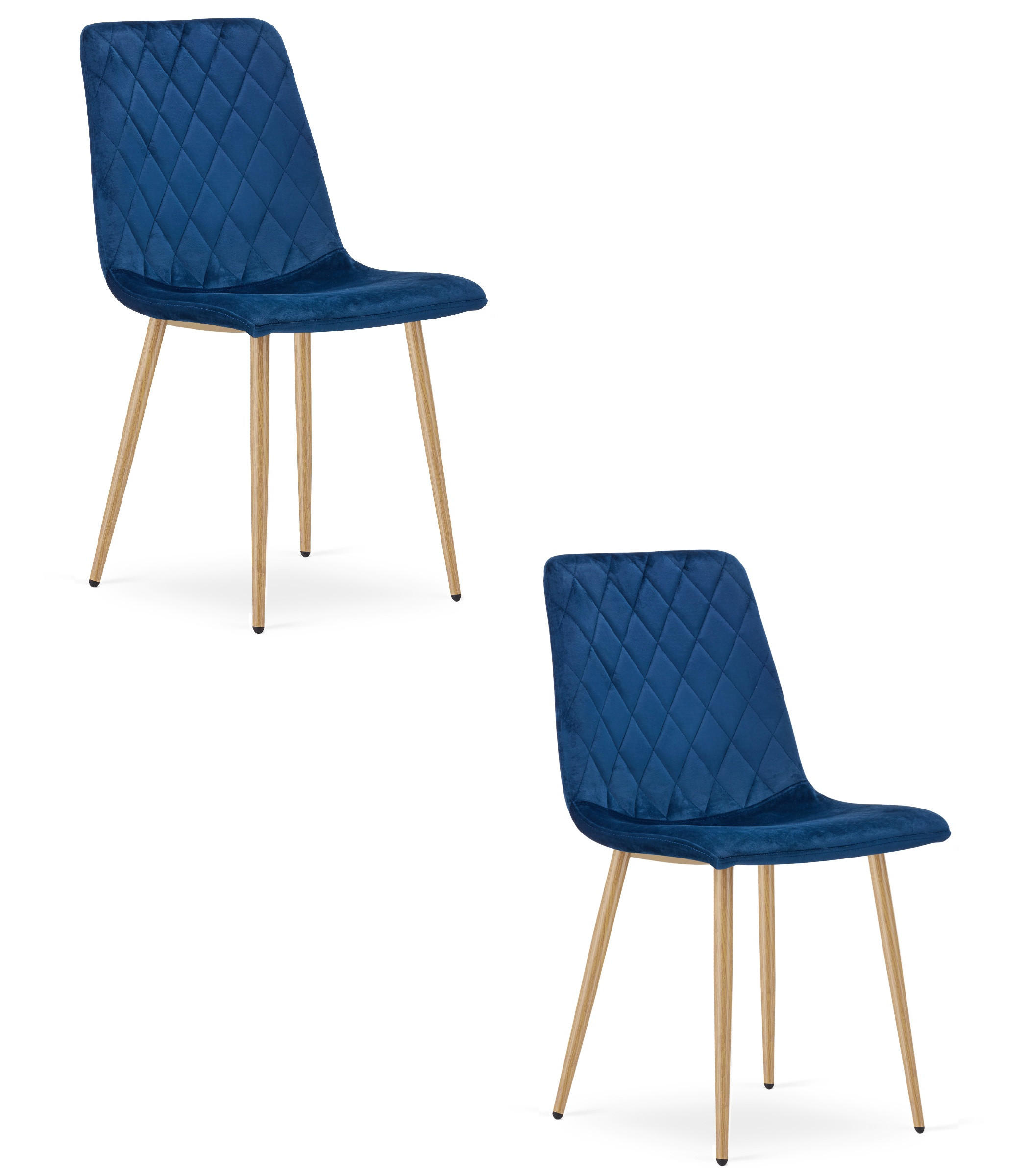 ESSZIMMERSTUHL 2-er Set TURIN marineblauer Sitz, Beine in Holzfarbe - Eichefarben/Dunkelblau, Textil (44.5/88.5/53cm) - Valora