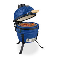 KAMADO-GRILL - Blau, Keramik/Metall (34/56.5cm) - Relaxdays