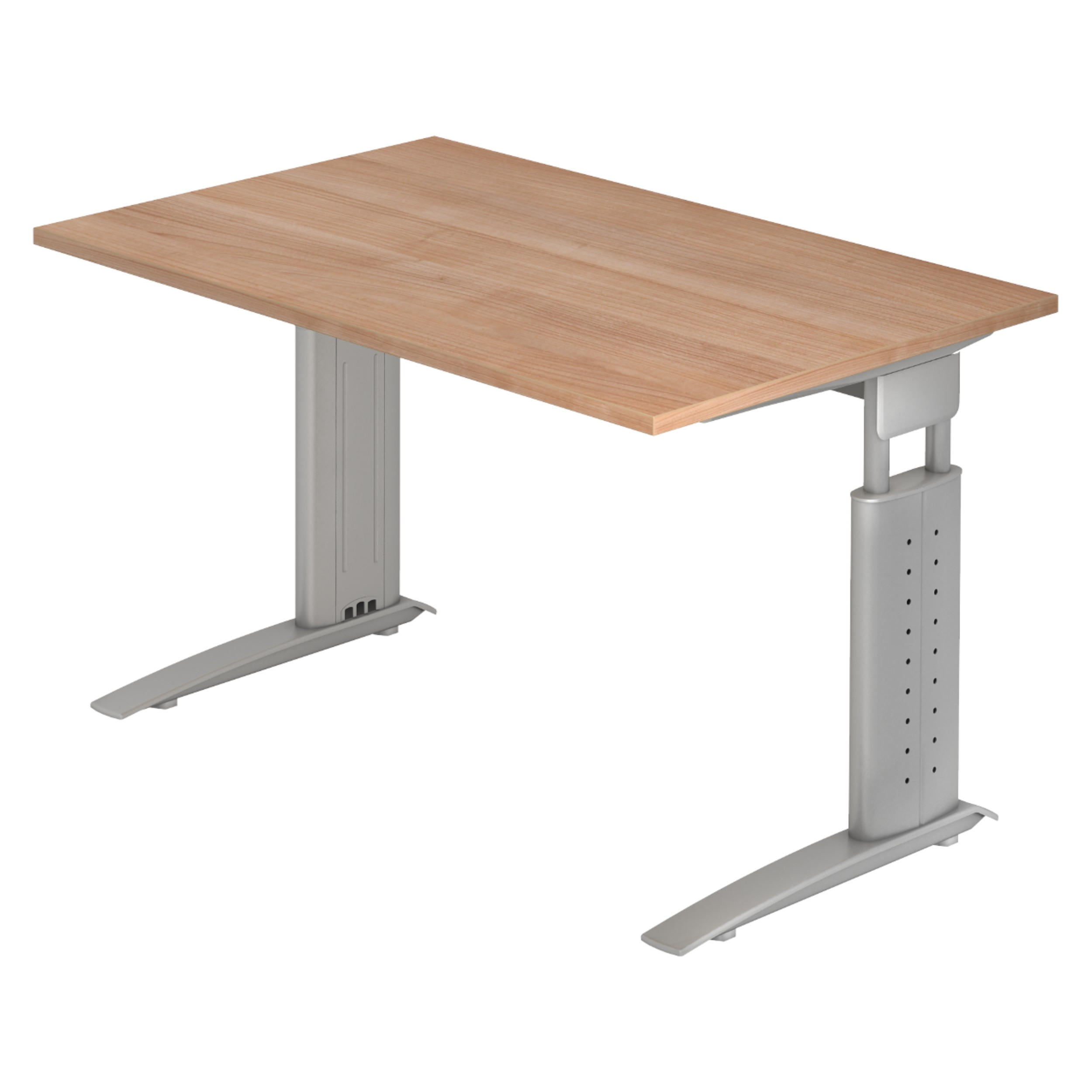 SCHREIBTISCH Serie-U 80/120/74 cm in Nussbaumfarben/Silberfarbengrau - Silberfarben/Nussbaumfarben, Holzwerkstoff (80/120/74cm) - bümö