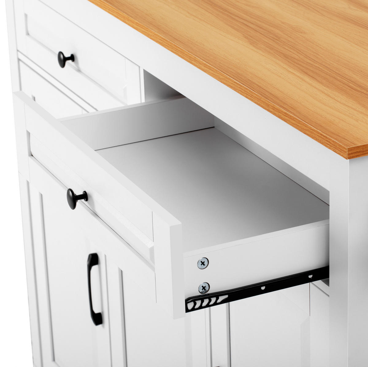 KÜCHENINSEL 120/40-75/92 cm aus MDF mit ausziehbarer Arbeitsplatte und Steckdosenleiste Weiß - Weiß, Holzwerkstoff (120/92/40cm) - Modenvie